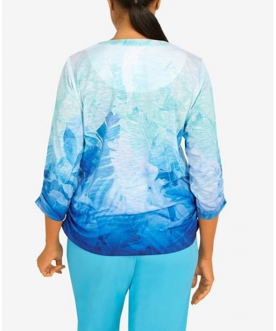 Petite Cool Vibrations Buttoned Neck Ombre Top Multi $32.67 Tops