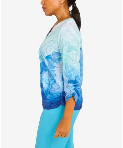 Petite Cool Vibrations Buttoned Neck Ombre Top Multi $32.67 Tops