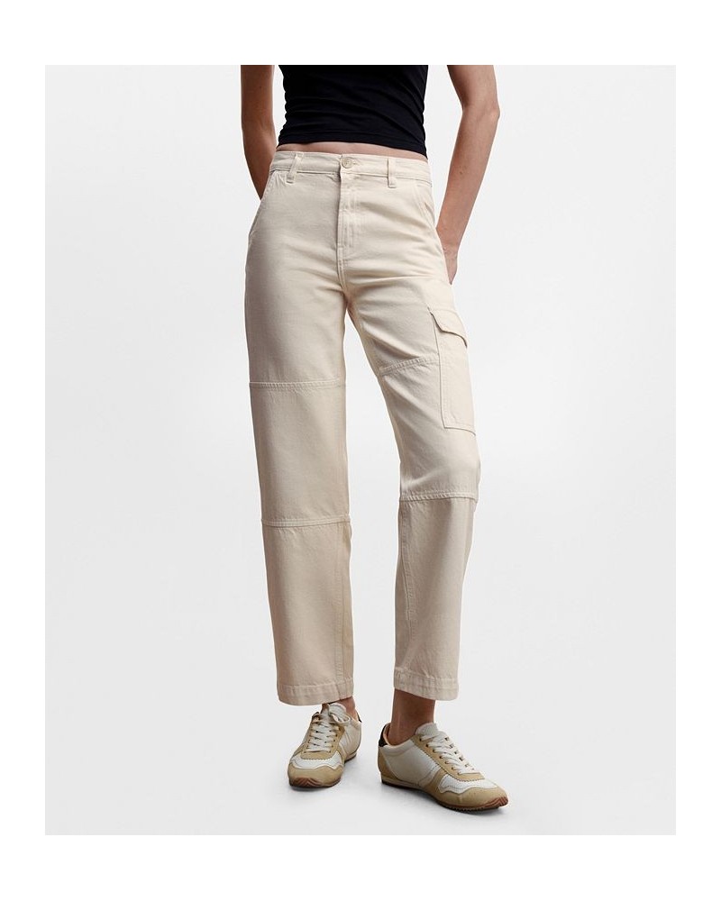 Women's Pocket Cargo Jeans Ecru $32.00 Jeans