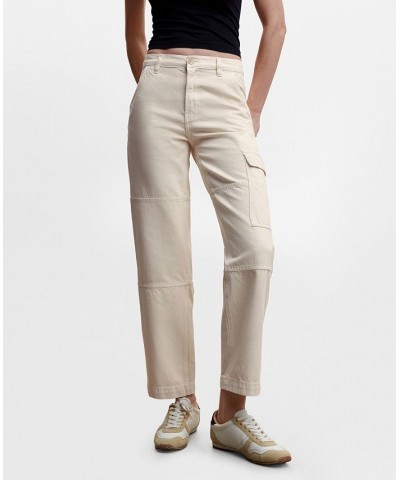 Women's Pocket Cargo Jeans Ecru $32.00 Jeans