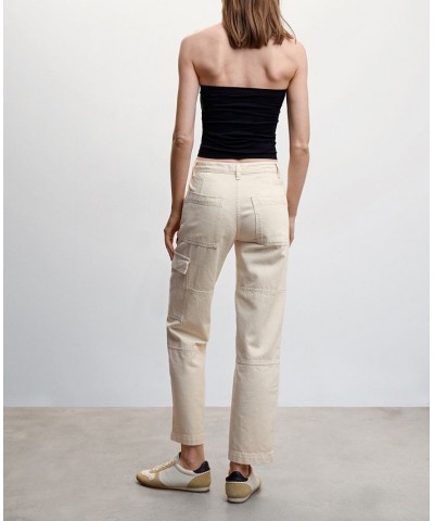 Women's Pocket Cargo Jeans Ecru $32.00 Jeans