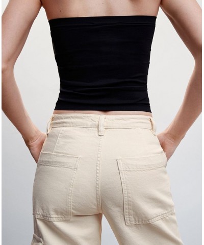 Women's Pocket Cargo Jeans Ecru $32.00 Jeans