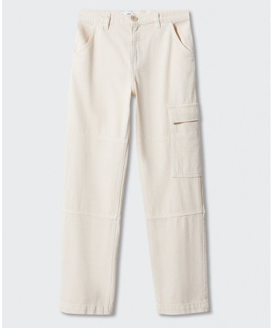 Women's Pocket Cargo Jeans Ecru $32.00 Jeans