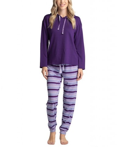 Women's Hoodie & Jogger Lounge Set Purple $27.20 Sleepwear