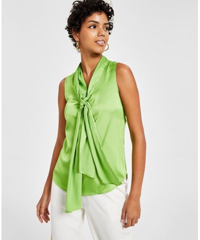 Women's Sleeveless Bow-Tie Blouse Green Apple $23.39 Tops