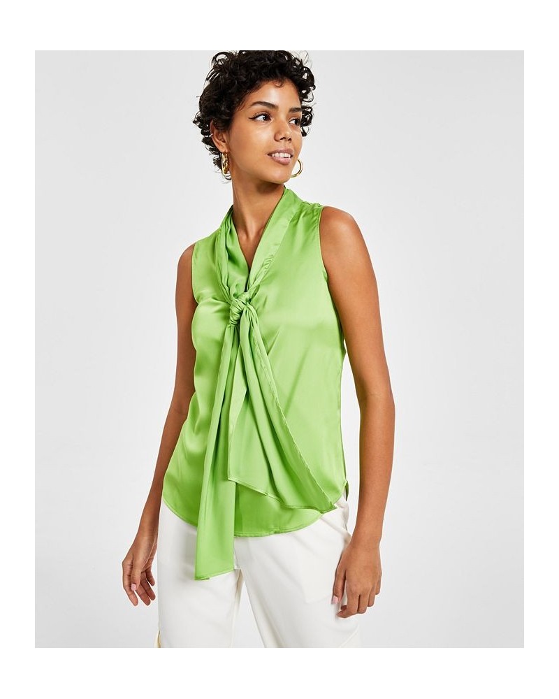 Women's Sleeveless Bow-Tie Blouse Green Apple $23.39 Tops