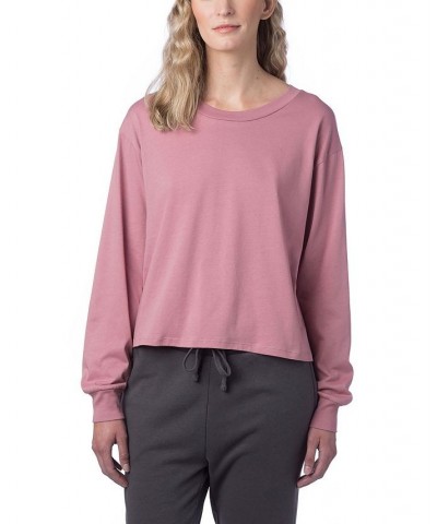 Women's Main Stage Long Sleeve Cropped T-shirt Pink $24.01 Tops