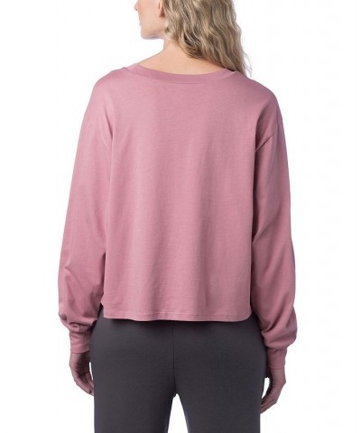 Women's Main Stage Long Sleeve Cropped T-shirt Pink $24.01 Tops