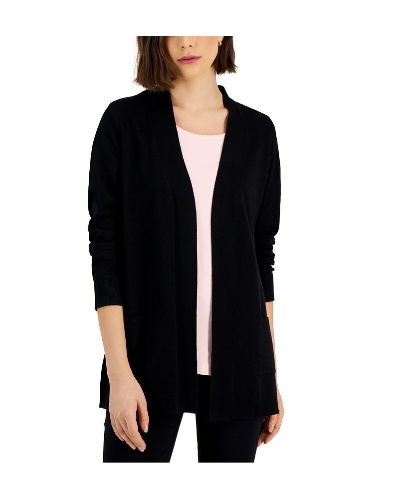 Women's Two Pocket Cardigan Deep Black $15.79 Sweaters