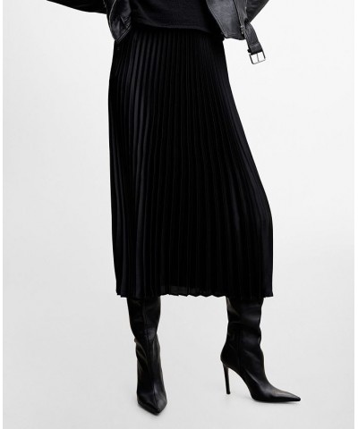 Women's Satin Pleated Skirt Black $33.60 Skirts