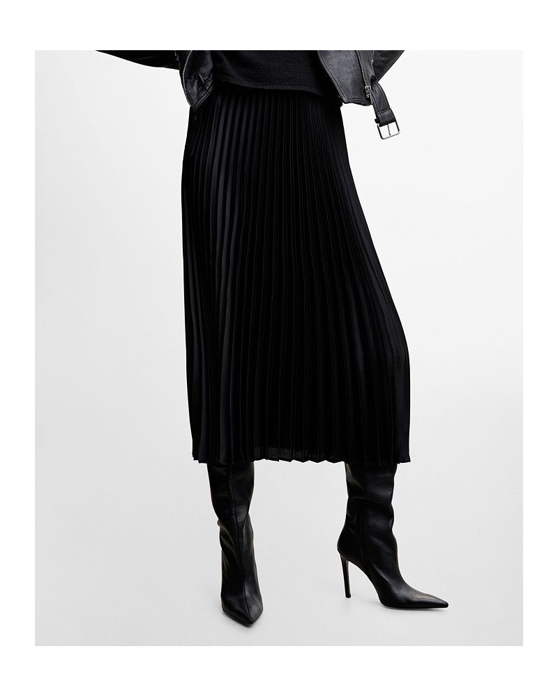 Women's Satin Pleated Skirt Black $33.60 Skirts