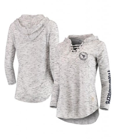 Women's Gray West Virginia Mountaineers Space Dye Lace-Up V-Neck Long Sleeve T-shirt Gray $28.59 Tops