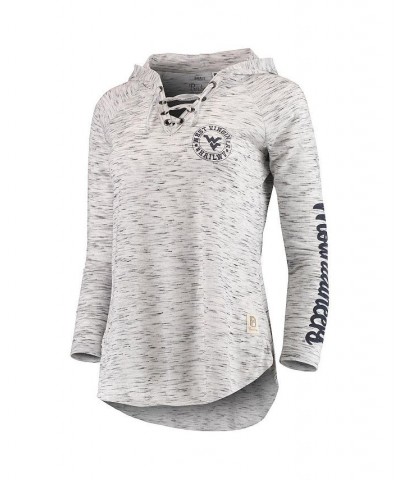 Women's Gray West Virginia Mountaineers Space Dye Lace-Up V-Neck Long Sleeve T-shirt Gray $28.59 Tops