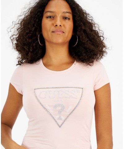 Women's Embellished Logo T-Shirt Pink Roses $20.58 Tops