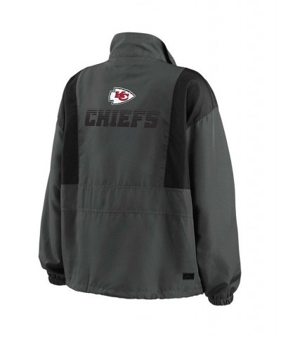 Women's Charcoal Kansas City Chiefs Popover Packable Half-Zip Jacket Charcoal $55.00 Jackets