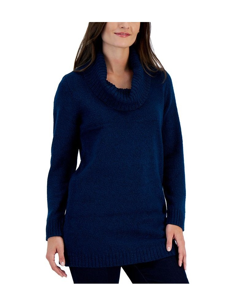 Women's Cowl Neck Tunic Sweater Blue $12.30 Sweaters