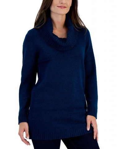 Women's Cowl Neck Tunic Sweater Blue $12.30 Sweaters