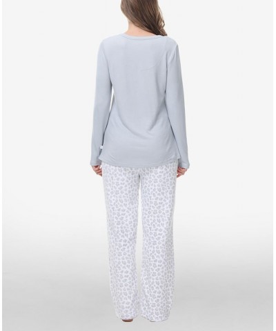 Women's Henley Top with Microlight Lounge Pant Set 2 Piece Cheetah $21.71 Sleepwear