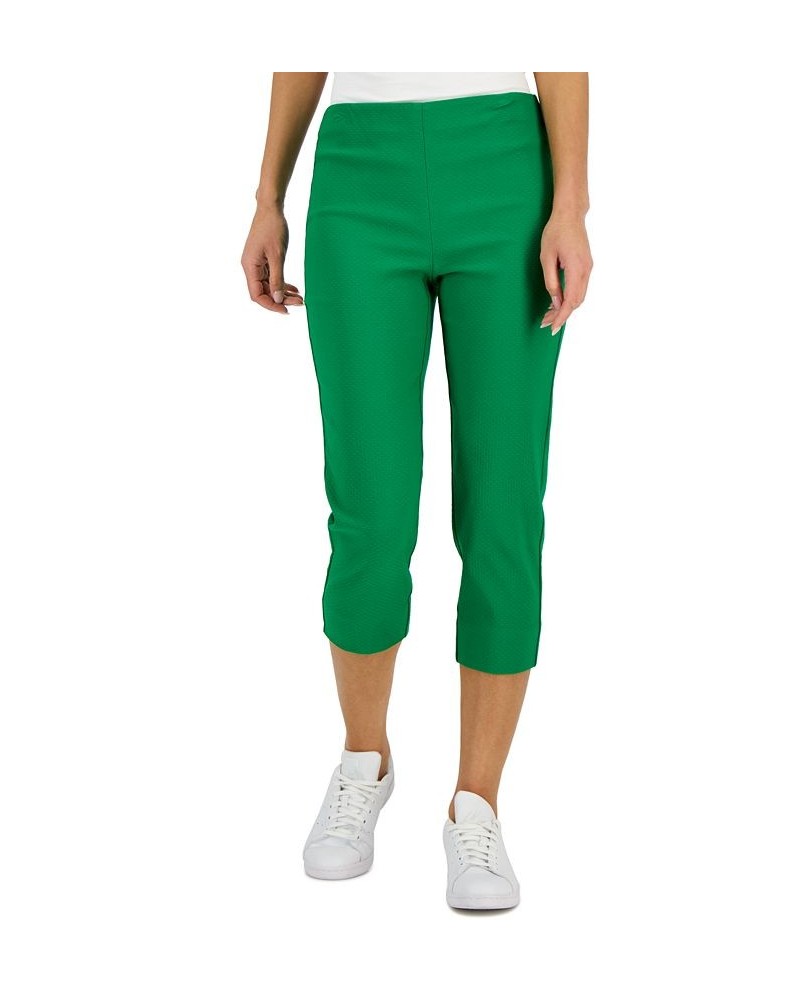 Women's Jacquard Pull-On Capris Pants Green $18.68 Pants