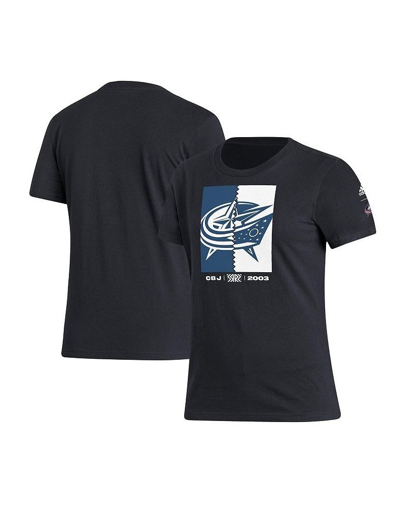 Women's Black Columbus Blue Jackets Reverse Retro 2.0 Playmaker T-shirt Black $15.20 Tops