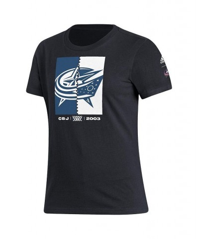 Women's Black Columbus Blue Jackets Reverse Retro 2.0 Playmaker T-shirt Black $15.20 Tops