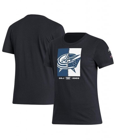 Women's Black Columbus Blue Jackets Reverse Retro 2.0 Playmaker T-shirt Black $15.20 Tops