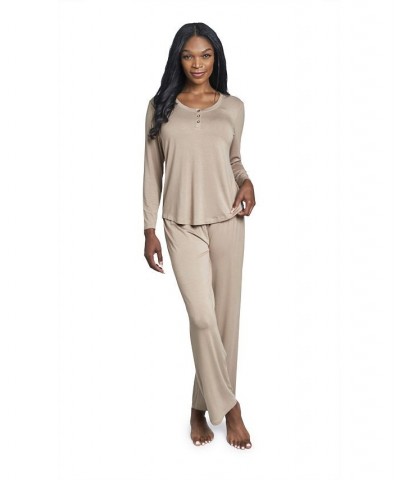 Women's Laina Top & Pants Maternity/Nursing Pajama Set Latte $32.80 Sleepwear