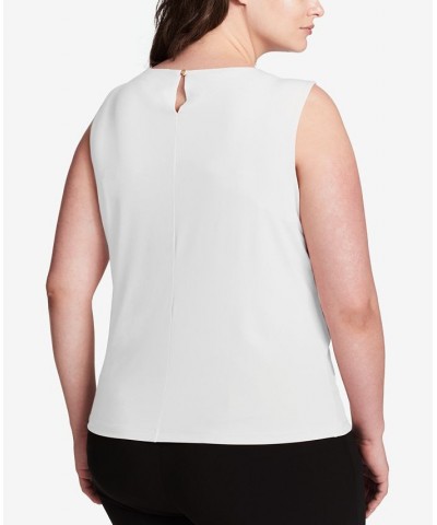 Plus Size Sleeveless Pleat-Neck Top White $25.96 Tops