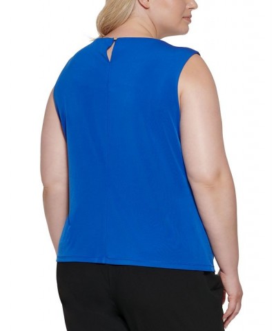 Plus Size Sleeveless Pleat-Neck Top White $25.96 Tops