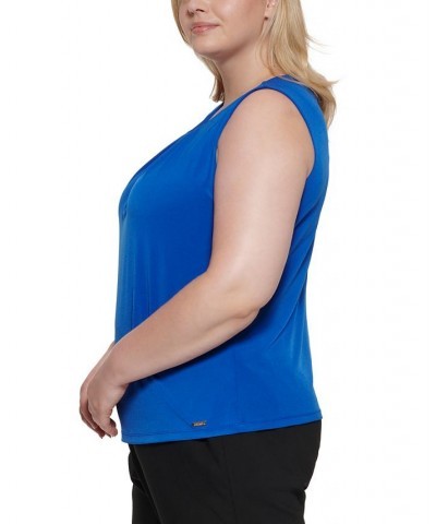 Plus Size Sleeveless Pleat-Neck Top White $25.96 Tops