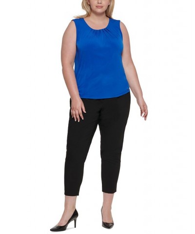 Plus Size Sleeveless Pleat-Neck Top White $25.96 Tops