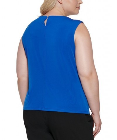 Plus Size Sleeveless Pleat-Neck Top White $25.96 Tops