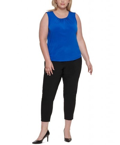 Plus Size Sleeveless Pleat-Neck Top White $25.96 Tops