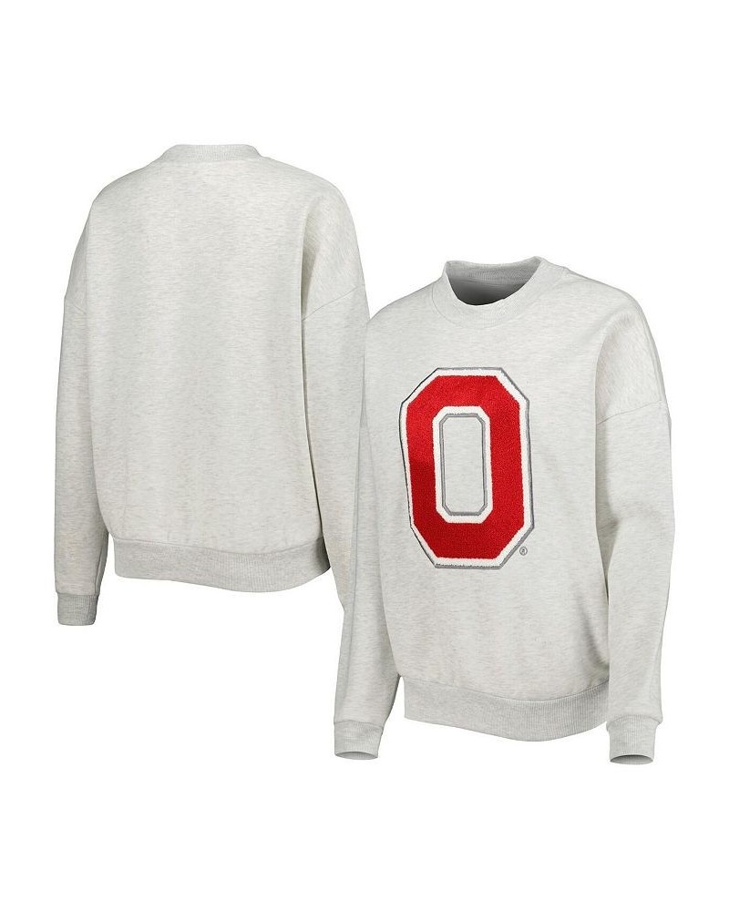 Women's Heather Ash Ohio State Buckeyes Chenille Patch Fleece Sweatshirt Heather Ash $36.71 Sweatshirts