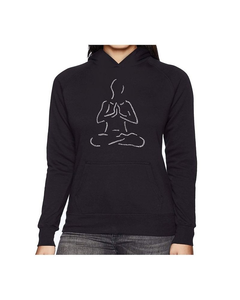 Women's Word Art Hooded Sweatshirt -Popular Yoga Poses Black $24.00 Sweatshirts