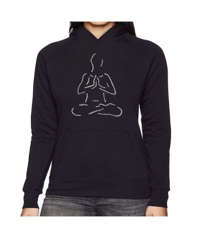 Women's Word Art Hooded Sweatshirt -Popular Yoga Poses Black $24.00 Sweatshirts