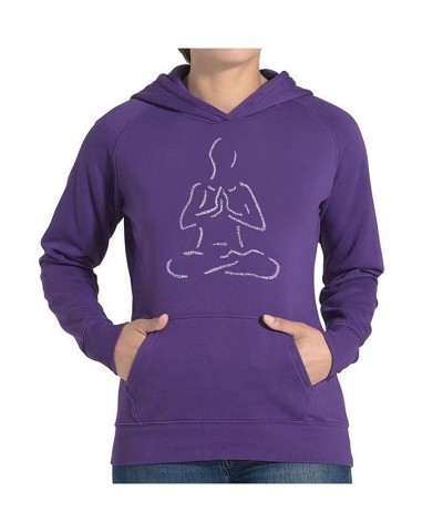 Women's Word Art Hooded Sweatshirt -Popular Yoga Poses Black $24.00 Sweatshirts