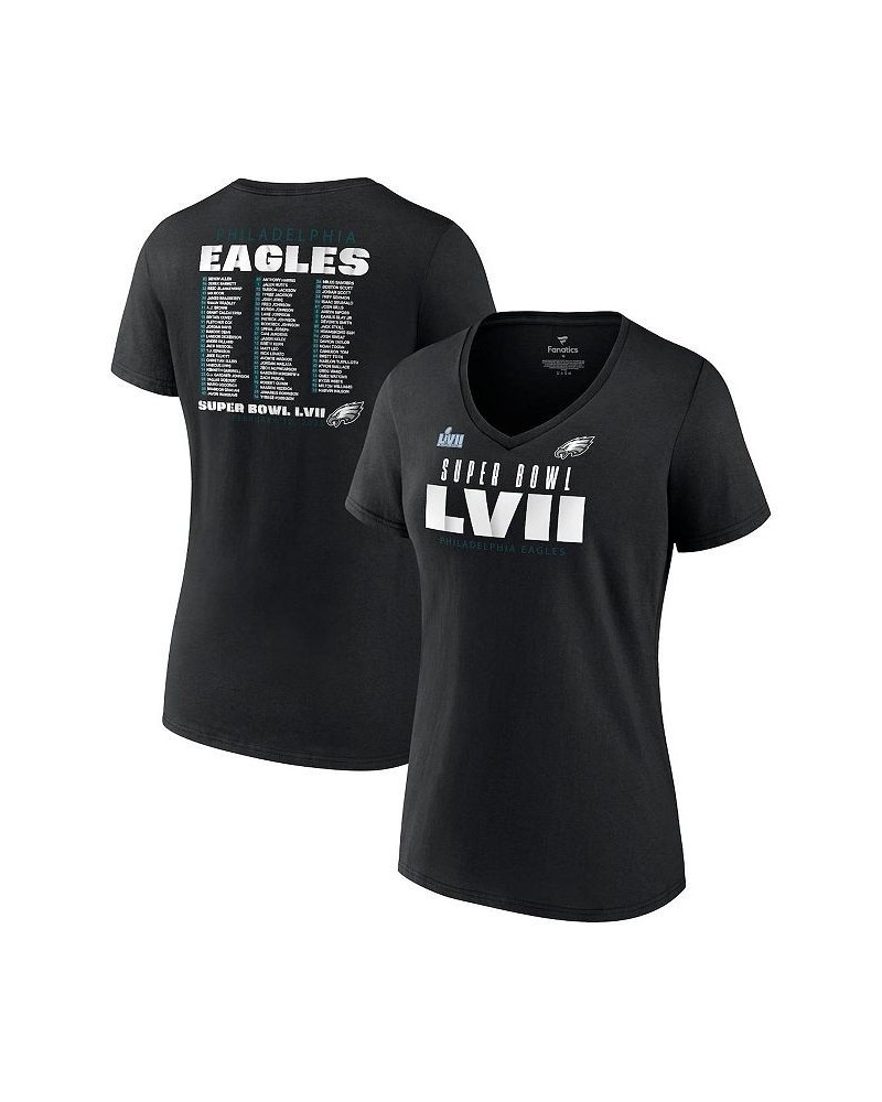 Women's Branded Black Philadelphia Eagles Super Bowl LVII Varsity Roster V-Neck T-shirt Black $22.56 Tops