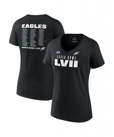 Women's Branded Black Philadelphia Eagles Super Bowl LVII Varsity Roster V-Neck T-shirt Black $22.56 Tops