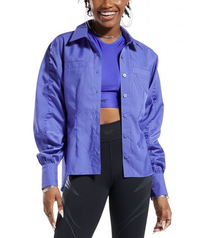 x Cardi B Women's Long-Sleeve Collared Top Purple $28.42 Tops