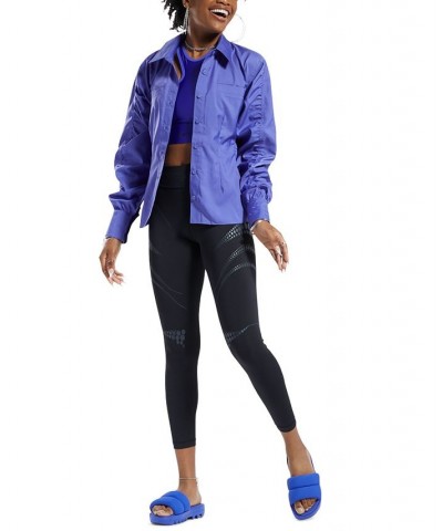 x Cardi B Women's Long-Sleeve Collared Top Purple $28.42 Tops