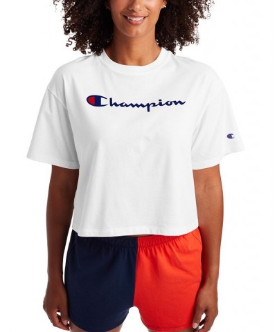 Women's Logo Cropped T-Shirt White $11.79 Tops