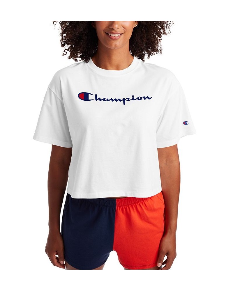 Women's Logo Cropped T-Shirt White $11.79 Tops