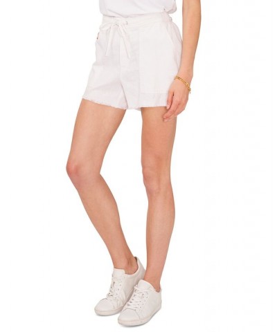 Women's Drawstring Frayed-Hem Shorts Ultra White $24.68 Shorts