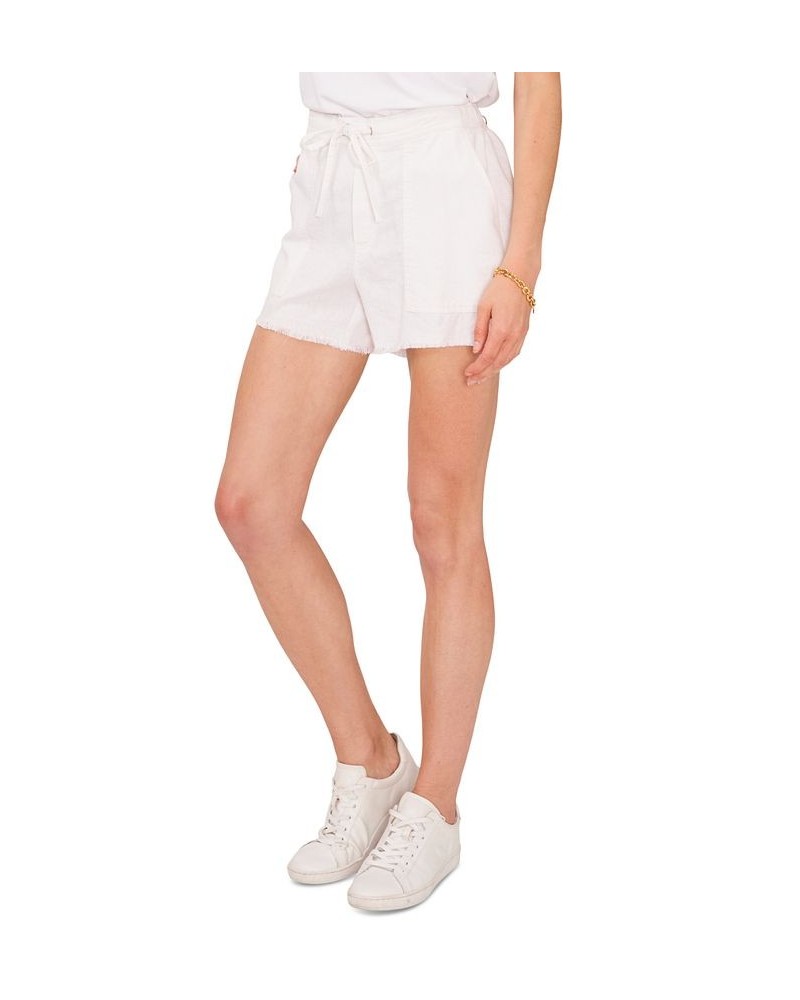 Women's Drawstring Frayed-Hem Shorts Ultra White $24.68 Shorts