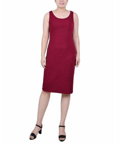 Petite Textured 3/4 Sleeve Two Piece Dress Set Red $12.71 Dresses