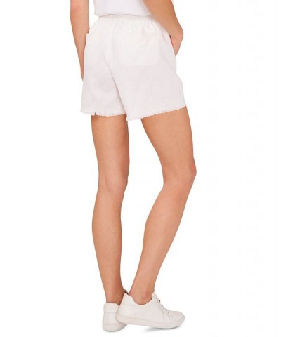 Women's Drawstring Frayed-Hem Shorts Ultra White $24.68 Shorts