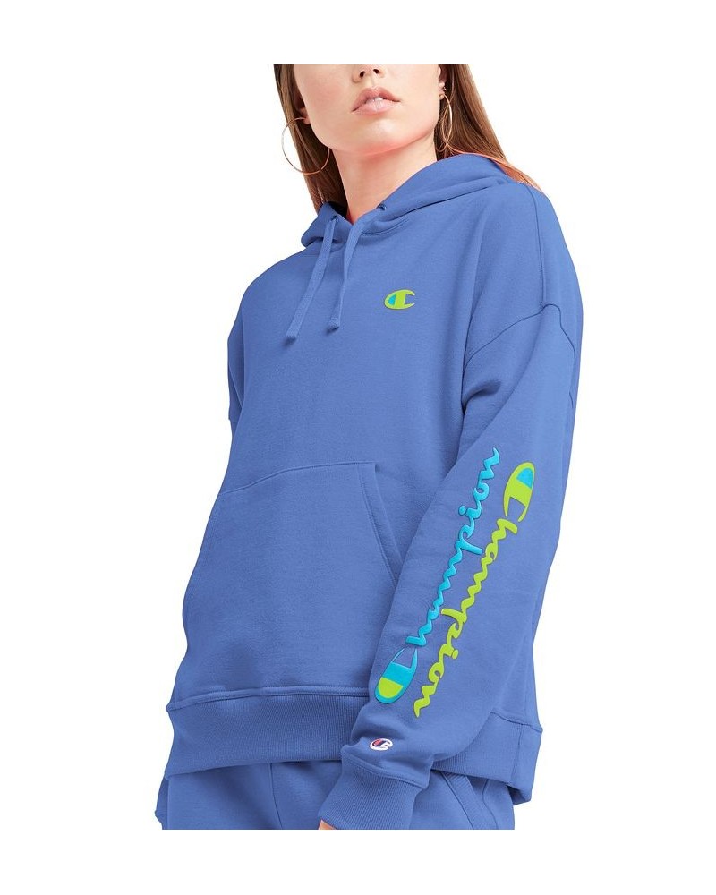 Women's Powerblend Graphic-Print Hoodie Blue $20.50 Tops