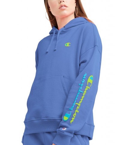 Women's Powerblend Graphic-Print Hoodie Blue $20.50 Tops