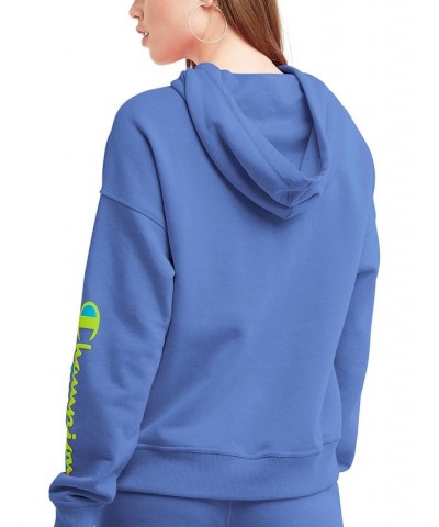 Women's Powerblend Graphic-Print Hoodie Blue $20.50 Tops